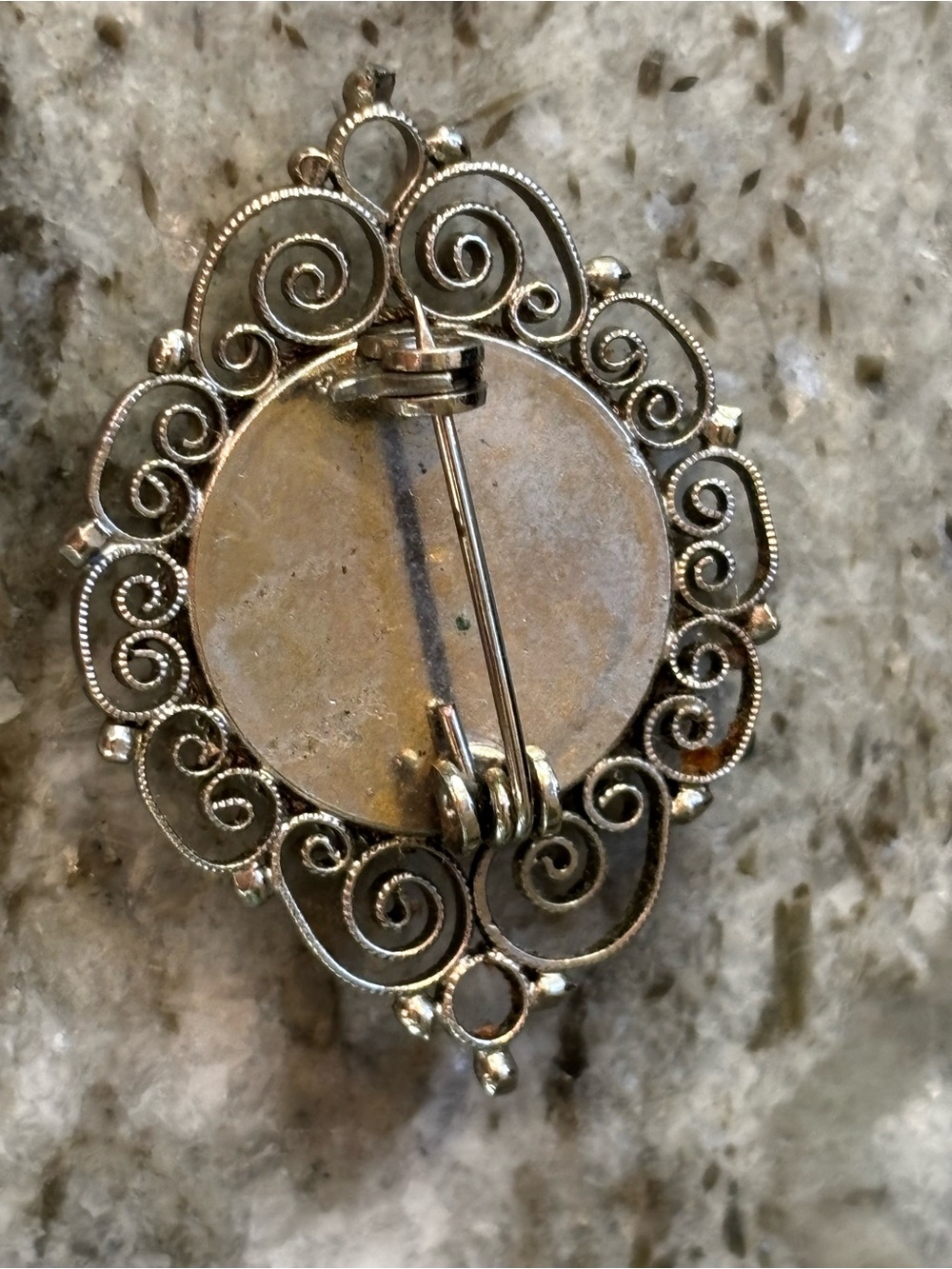Vintage Italian Micro Mosaic Floral Brooch Pin | Silver Tone Filigree Frame - Picture 2 of 4